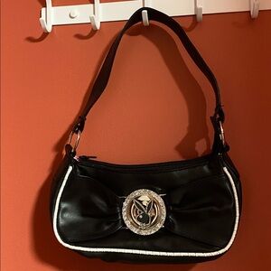 Y2K PLAYBOY Bunny black Leather Mini Purse | Spinning Bunny Head
